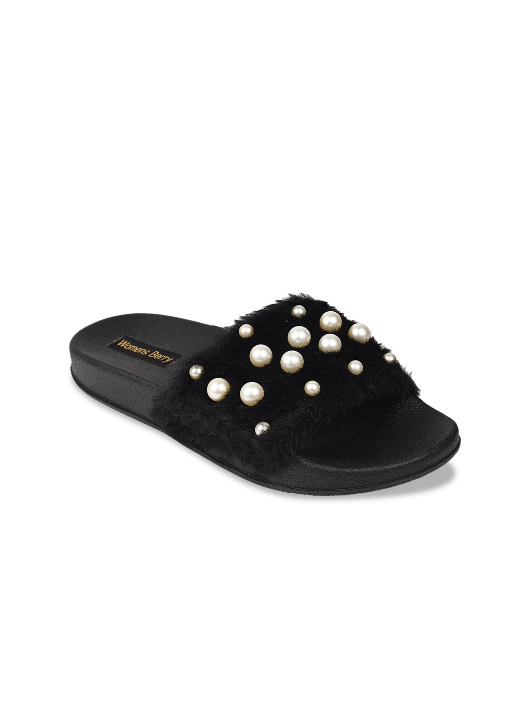 

WOMENS BERRY Women Black Solid Open Toe Flats