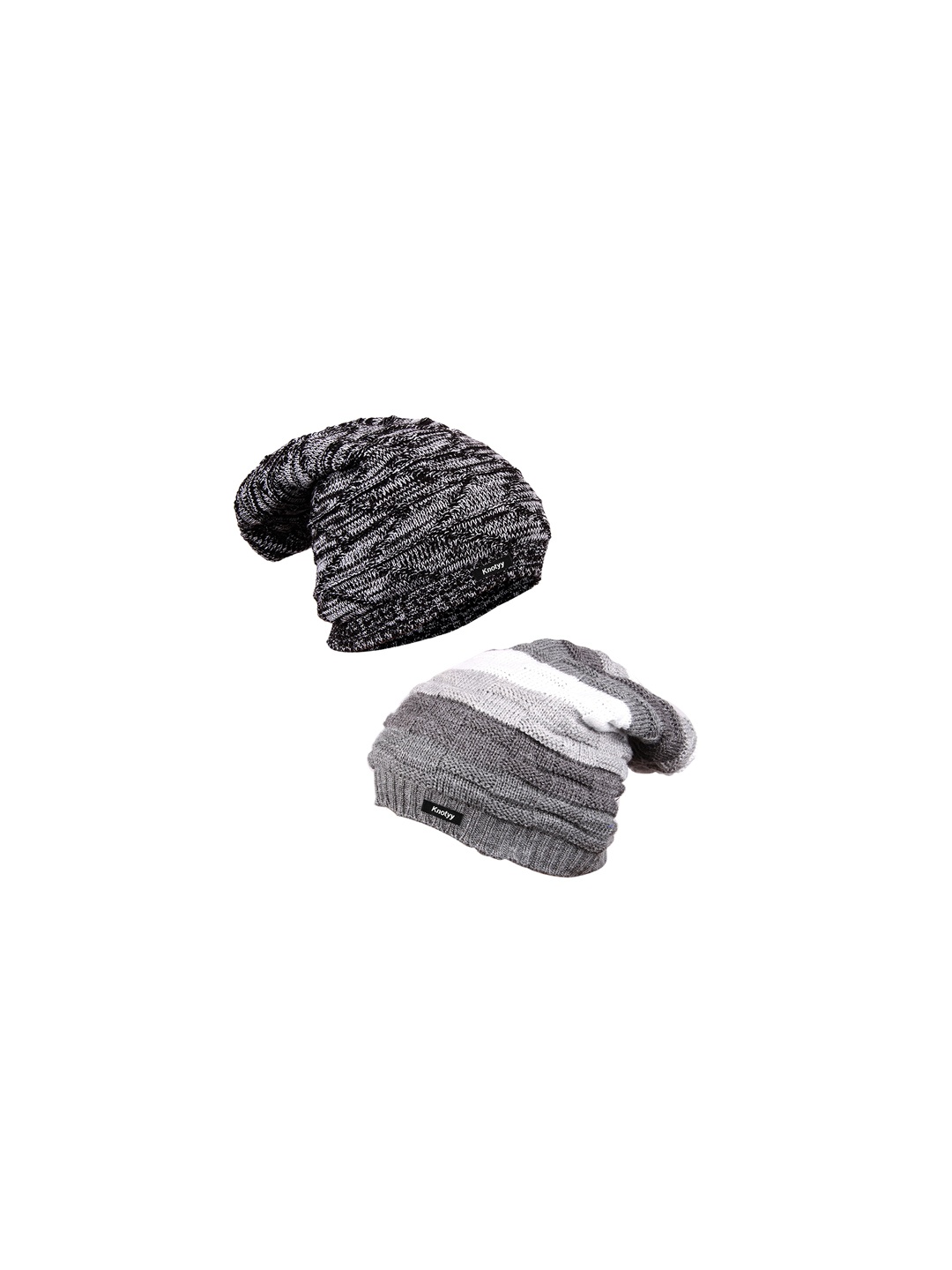 

Knotyy Men Pack of 2 Solid Woolen Beanie, Grey