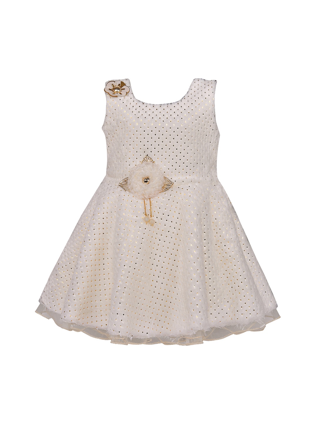

Wish Karo Girls Off-White & Gold-Coloured Embellished Fit and Flare Dress