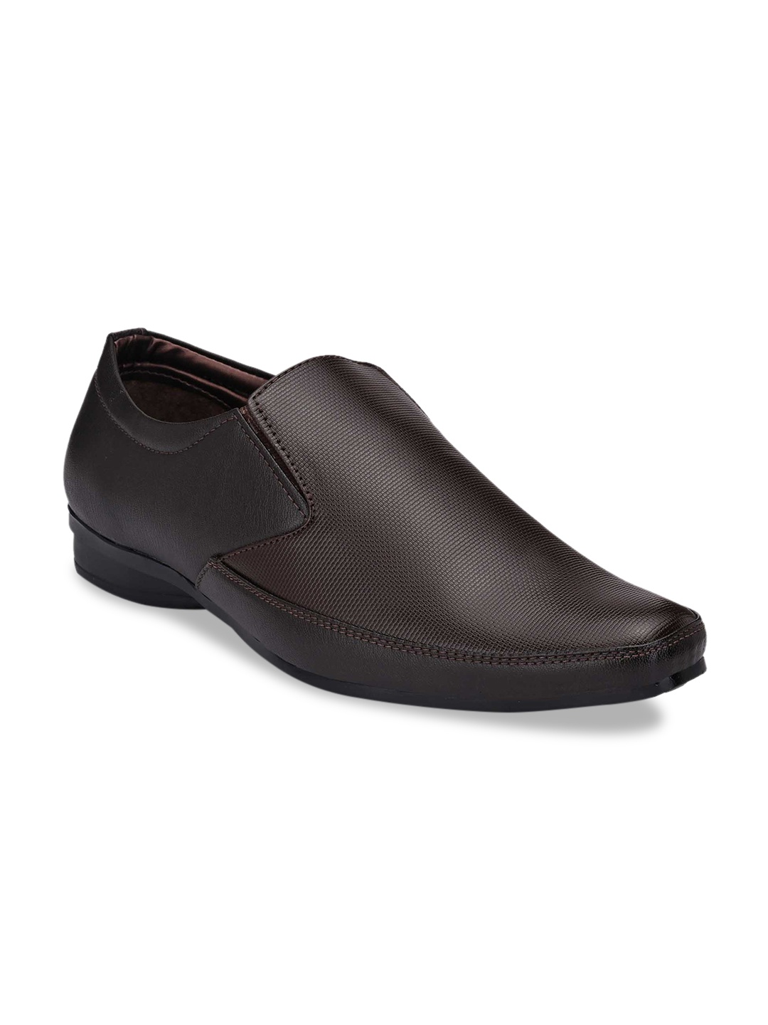 

Ferraiolo Men Brown Textured Formal Slip-Ons