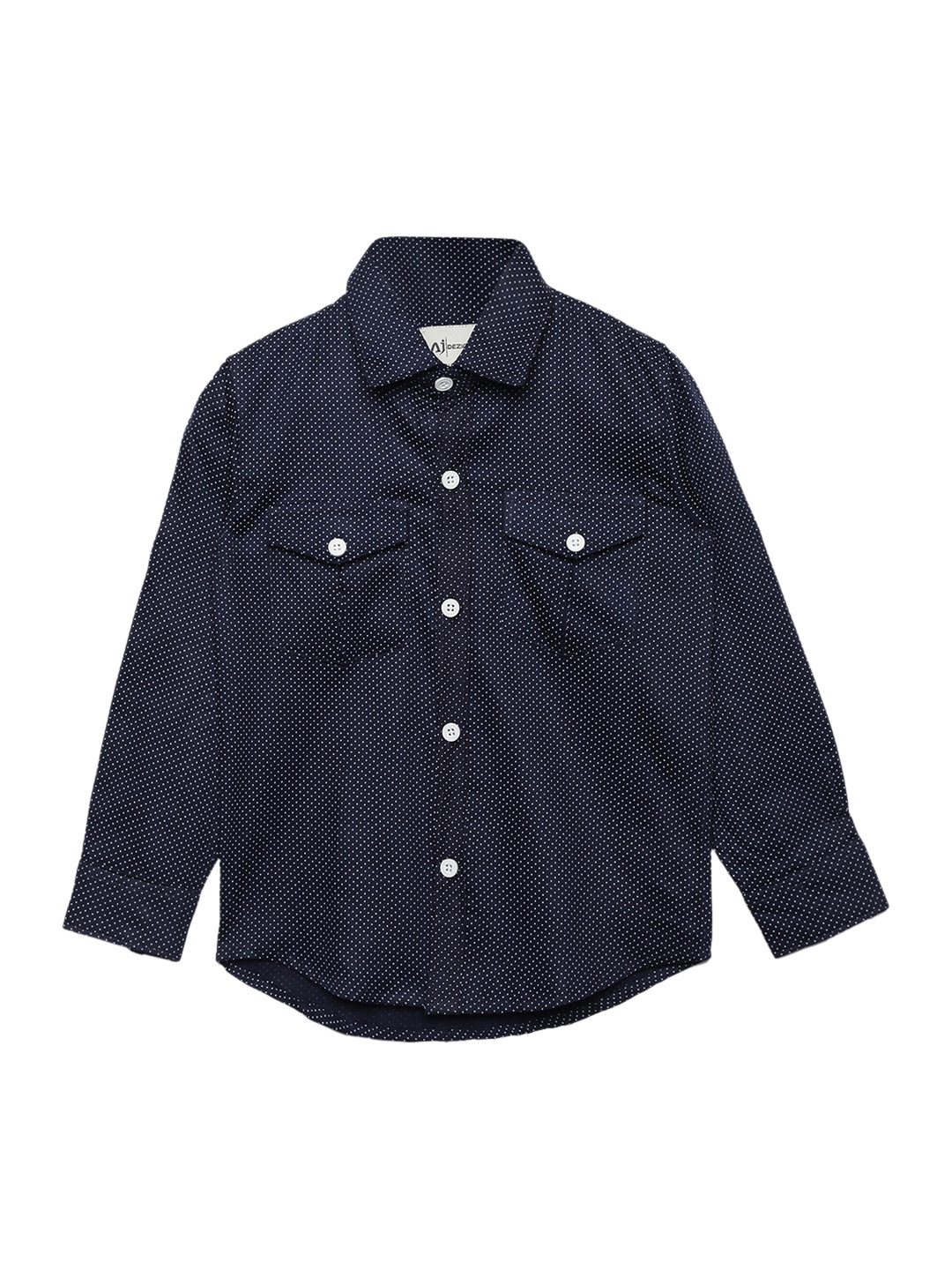 

Aj DEZInES Boys Navy Blue Regular Fit Printed Casual Shirt