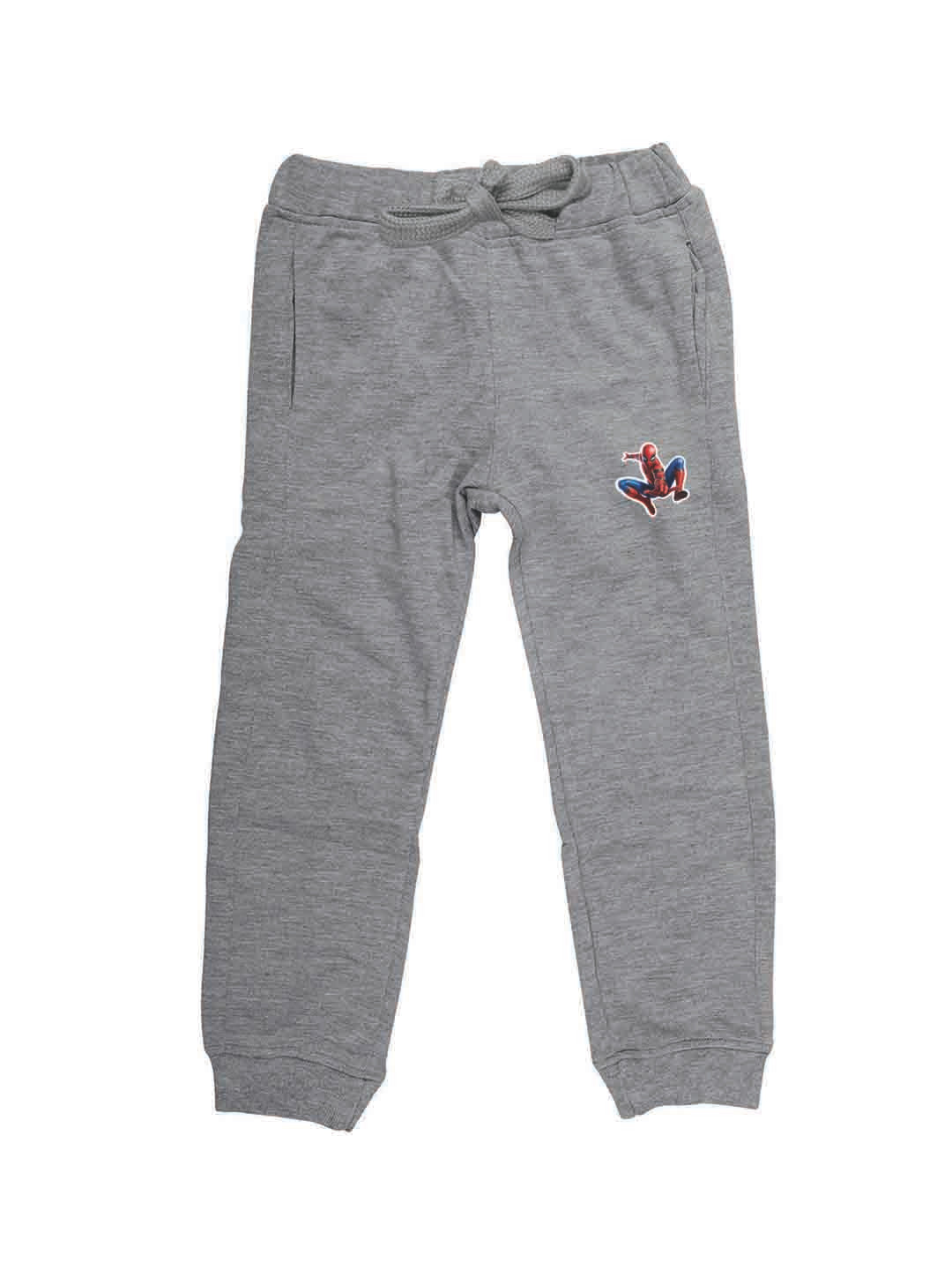 

Marvel by Wear Your Mind Kids Grey Melange Spiderman Print Pure Cotton Joggers