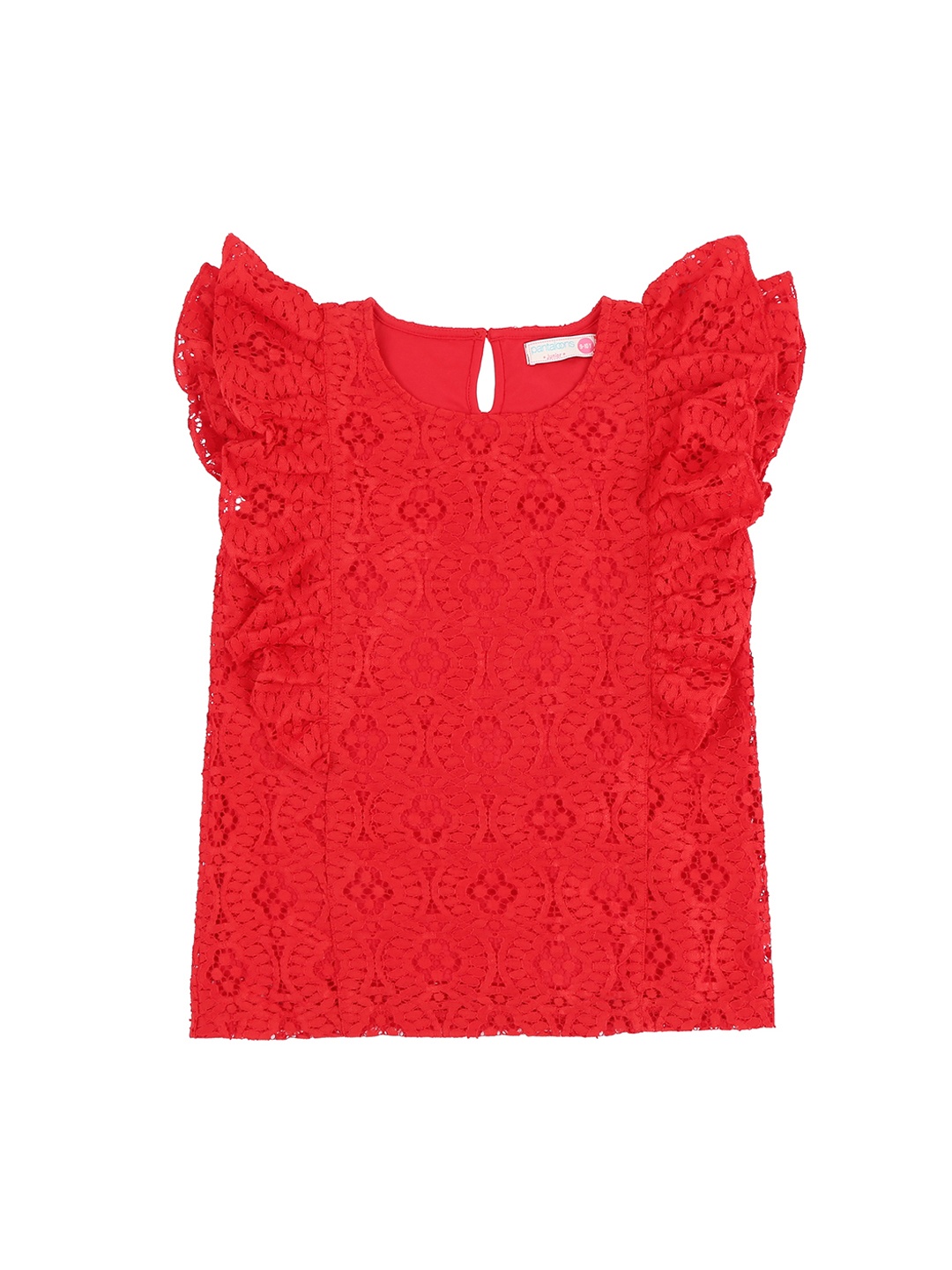 

Pantaloons Junior Girls Red Self Design Top