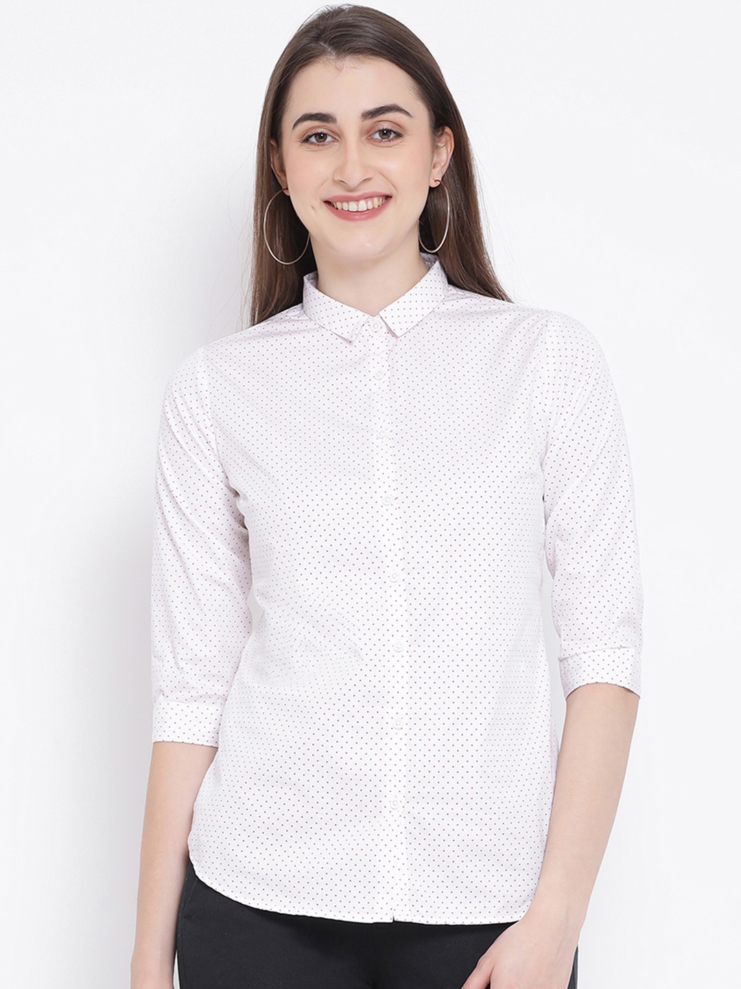 

Crimsoune Club Women White & Red Slim Fit Printed Casual Shirt