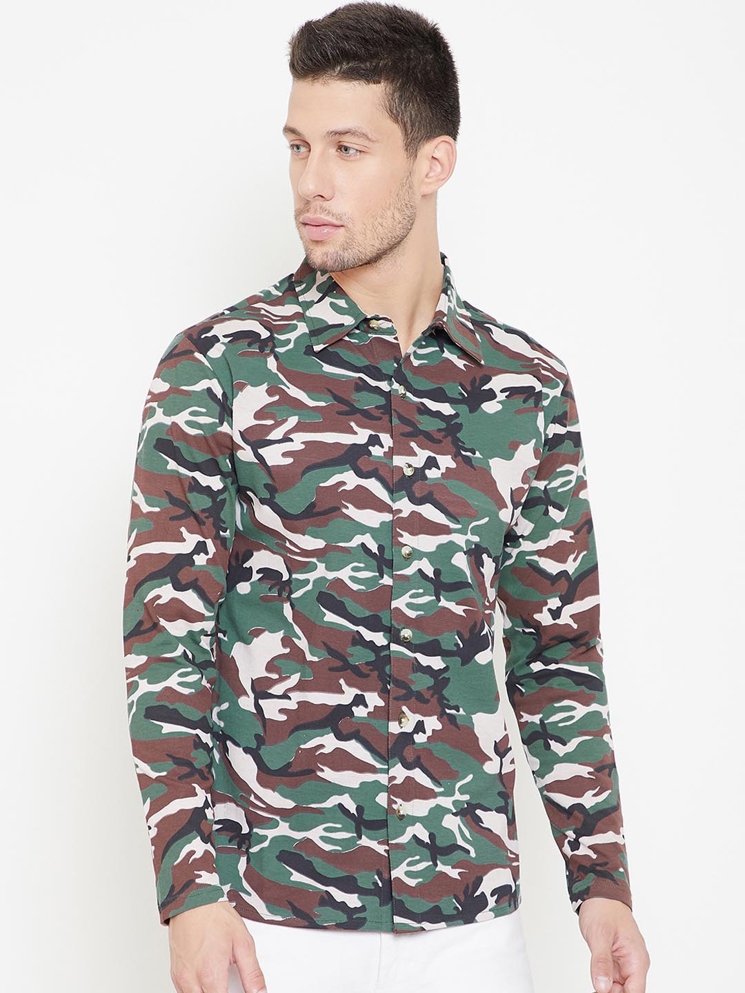 

GRITSTONES Men Green Regular Fit Printed Casual Shirt