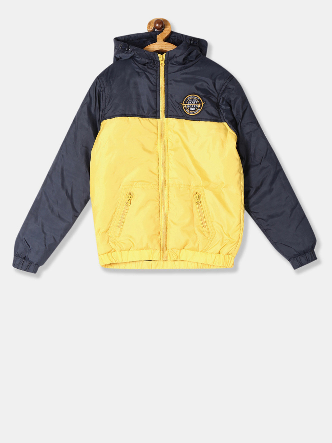 

Cherokee Boys Yellow And Grey Colourblocked Puffer Jacket