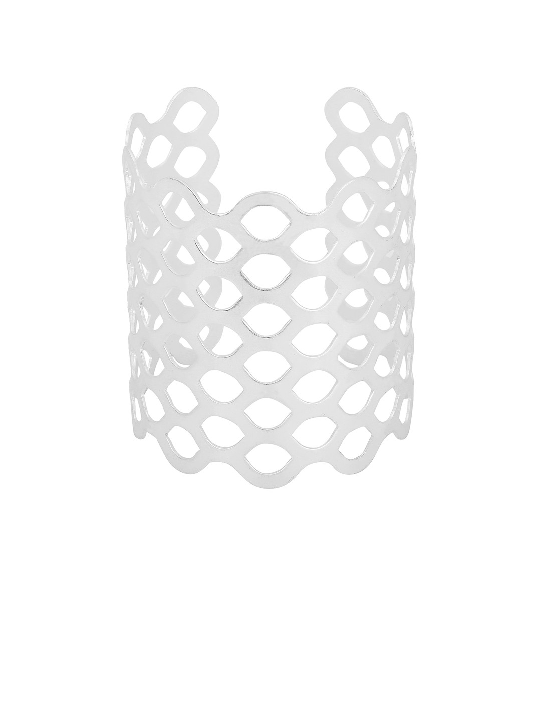 

Adwitiya Collection White Silver-Plated Handcrafted Cuff Bracelet