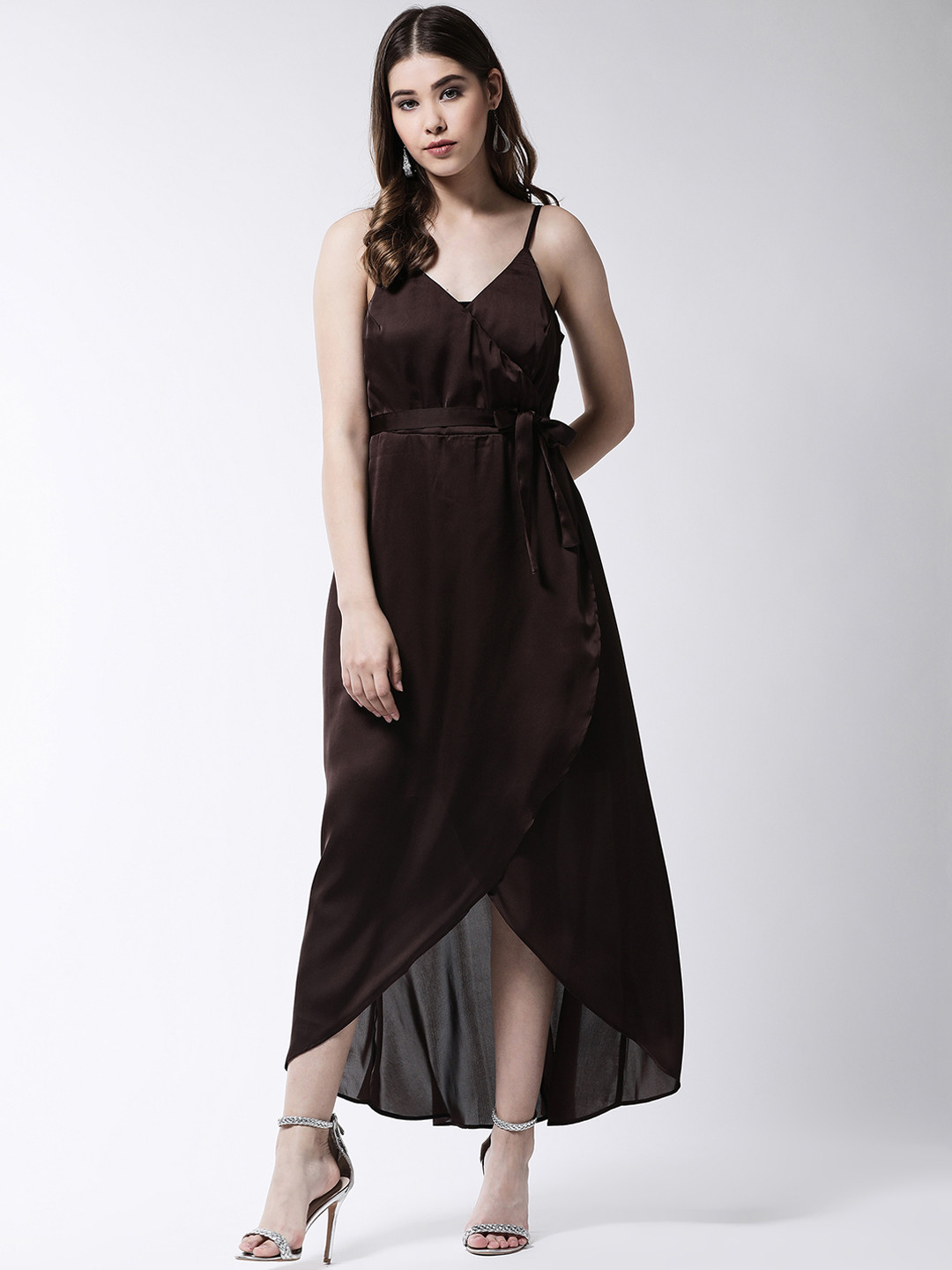 

MAGRE Women Brown Solid Wrap Maxi Dress