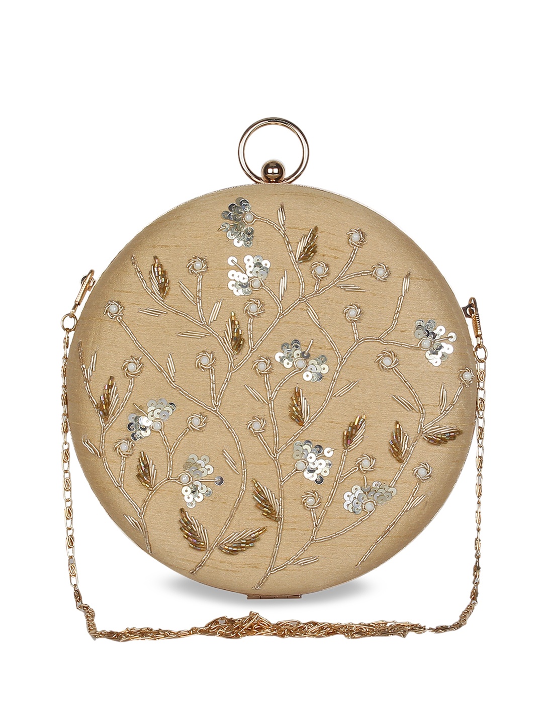 

Anekaant Beige Embellished Box Clutch