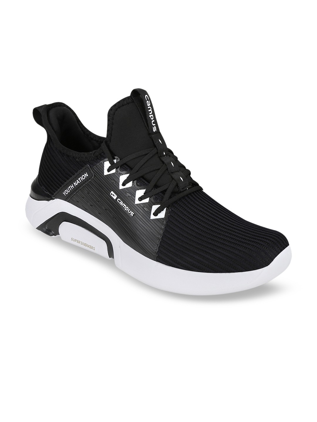 

Campus Men Black Mesh Running Shoes
