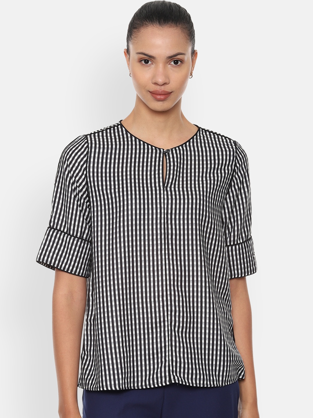 

Van Heusen Women White Checked Top