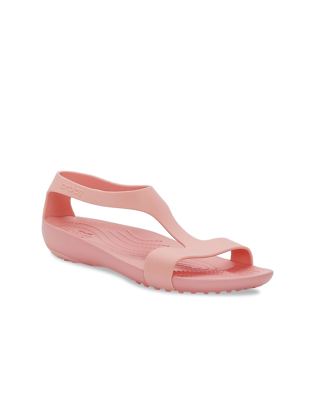 

Crocs Serena Women Pink Solid Rubber T-Strap Flats