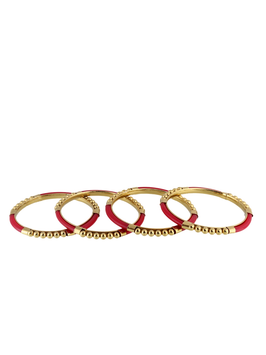 

Adwitiya Set of 4 Gold-Plated & Red Handcrafted Bangles