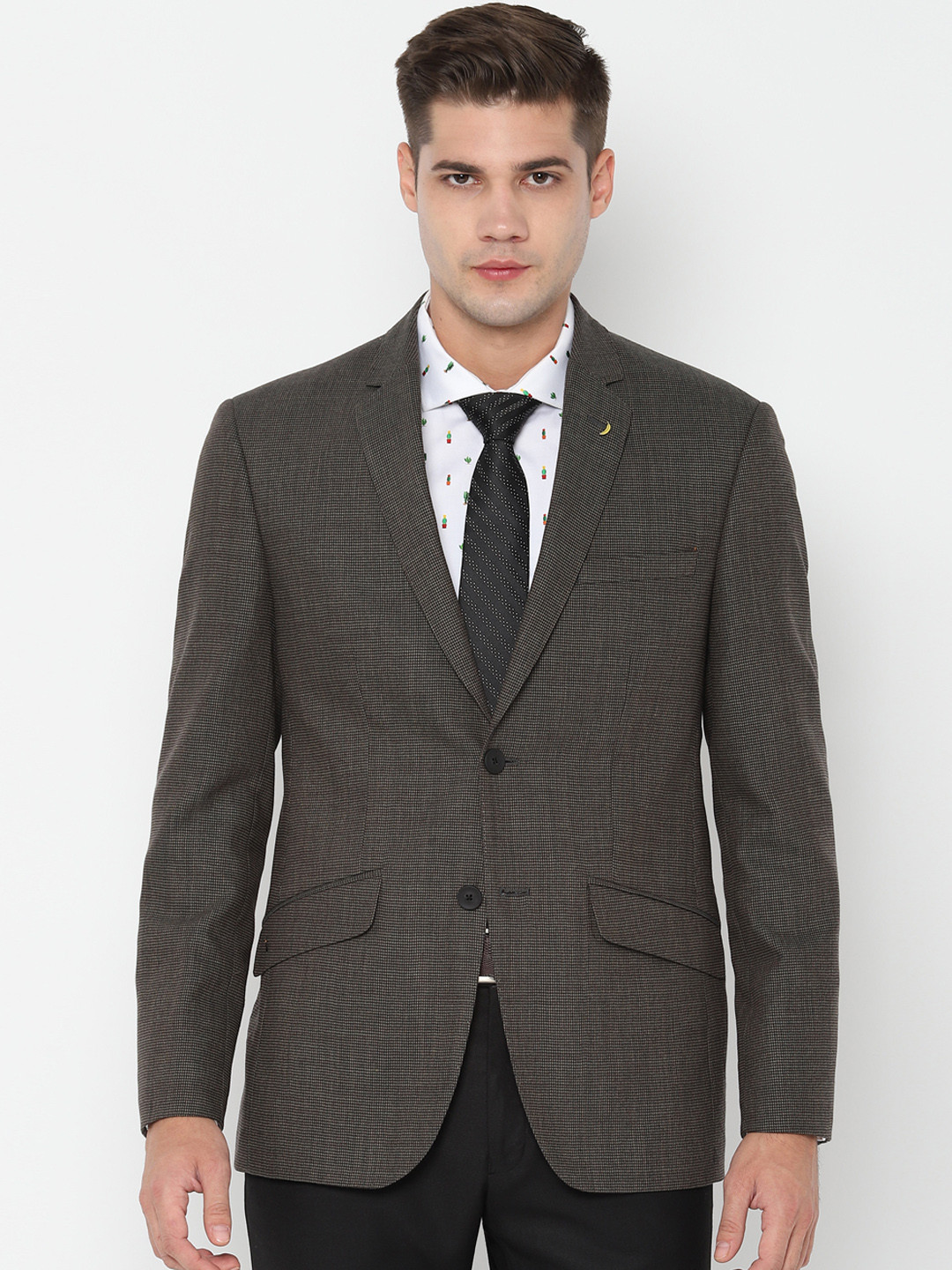 

SIMON CARTER LONDON Men Grey Solid Single-Breasted Slim-Fit Blazer