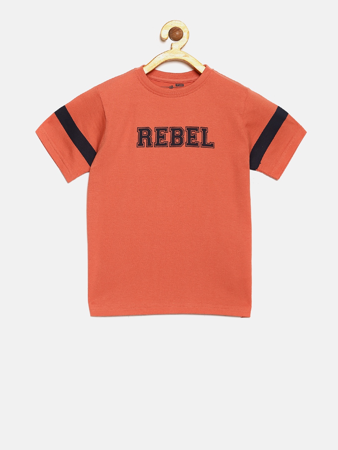 

DILLINGER Boys Coral Orange Printed Round Neck Pure Cotton T-shirt