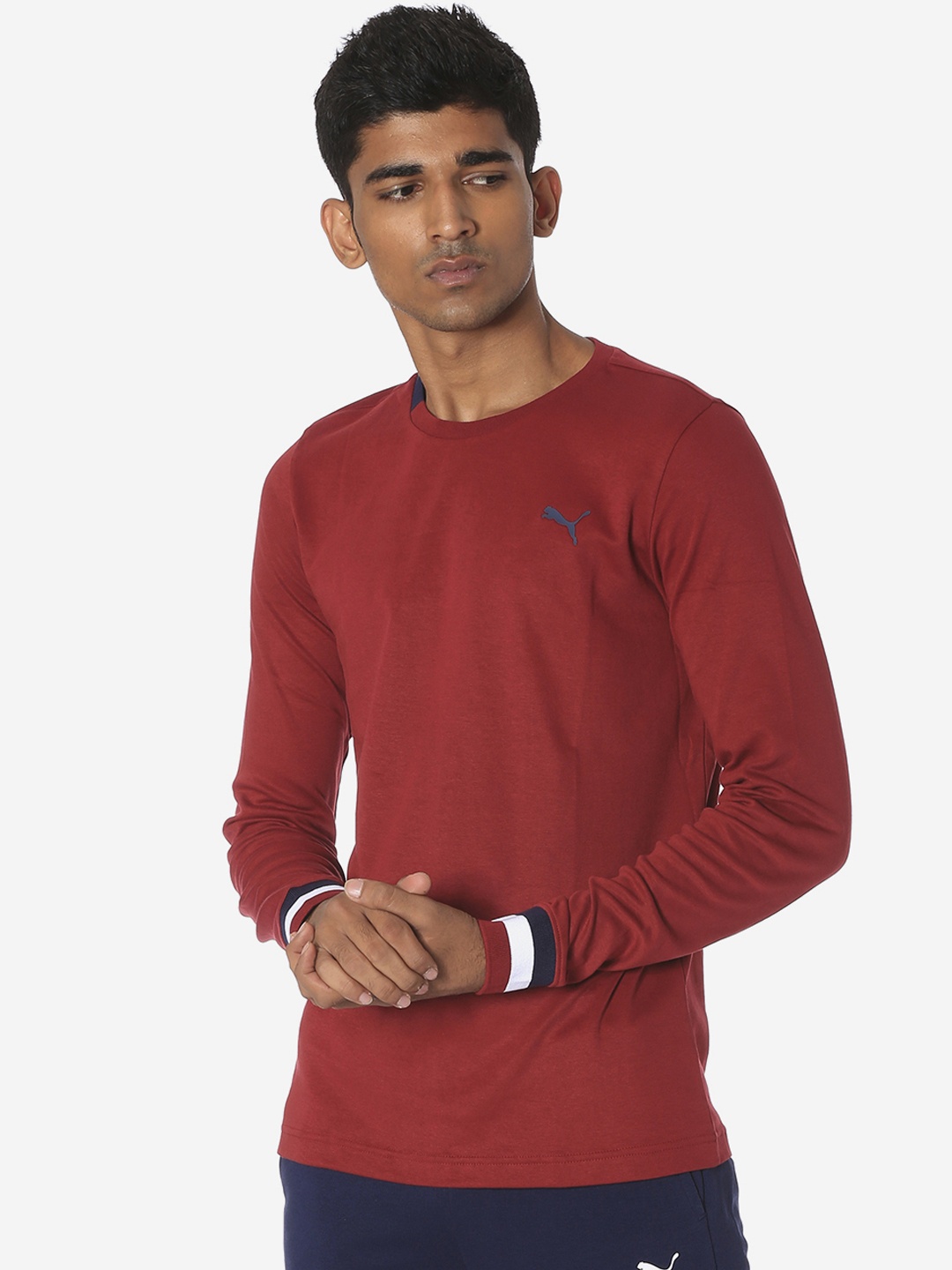 

Puma Men Maroon Solid Round Neck T-shirt