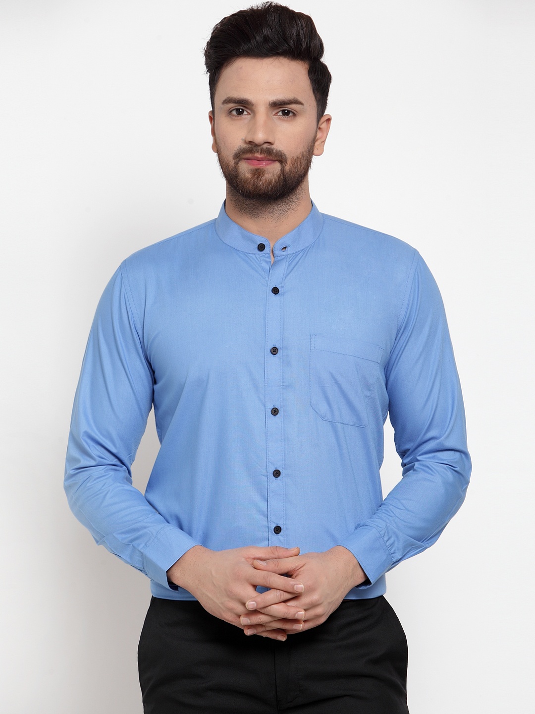 JAINISH Men Blue Classic Slim Fit Solid Formal Shirt