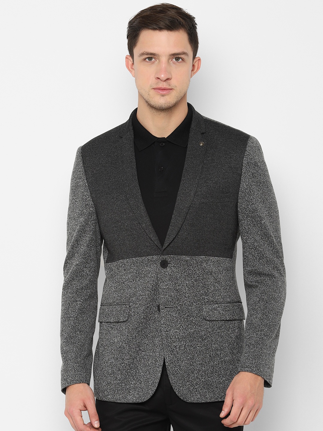 

Allen Solly Sport Men Grey Colourblocked Single-Breasted Slim-Fit Blazer
