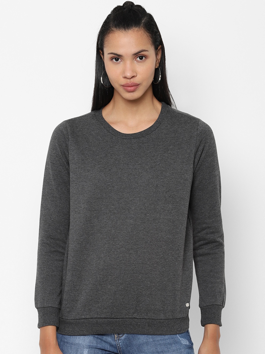 

Allen Solly Woman Grey Solid Sweatshirt