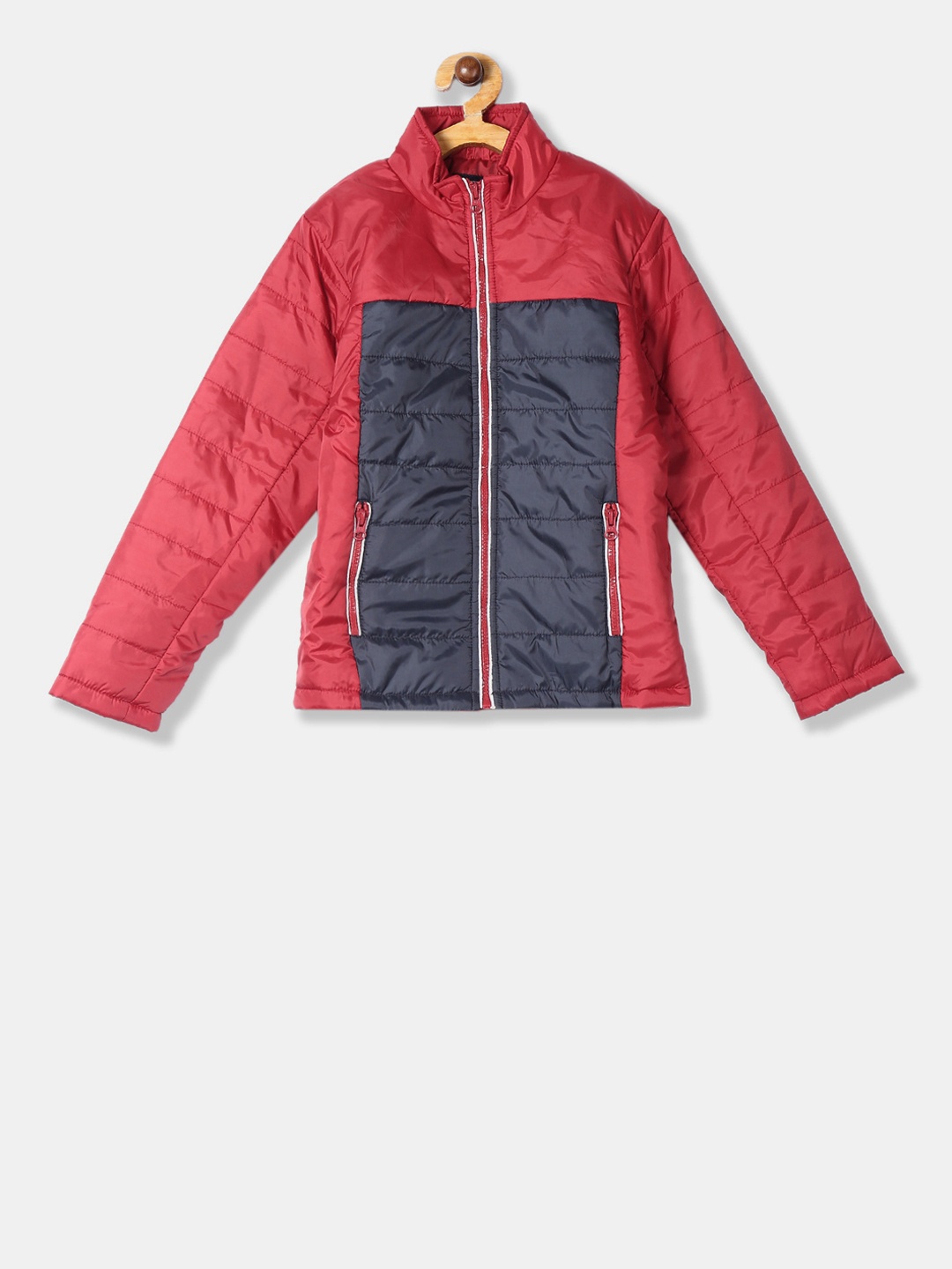 

Cherokee Boys Red & Navy Blue Colourblocked Quilted Jacket