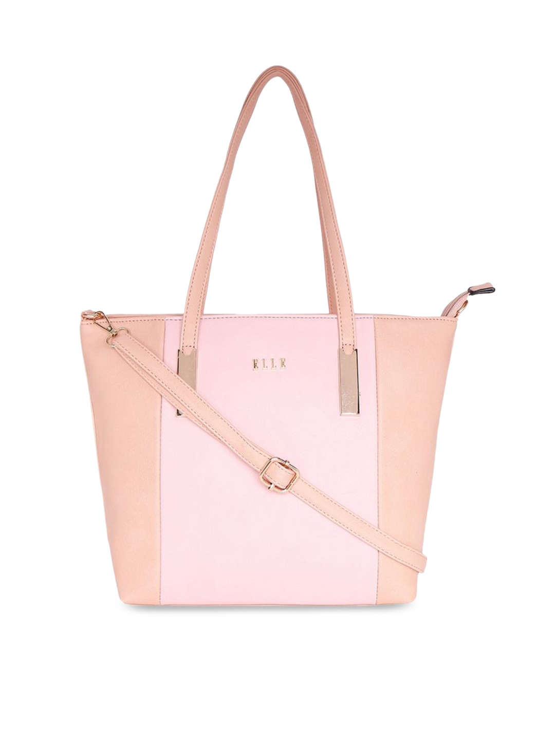 

ELLE Beige & Pink Colourblocked Shoulder Bag