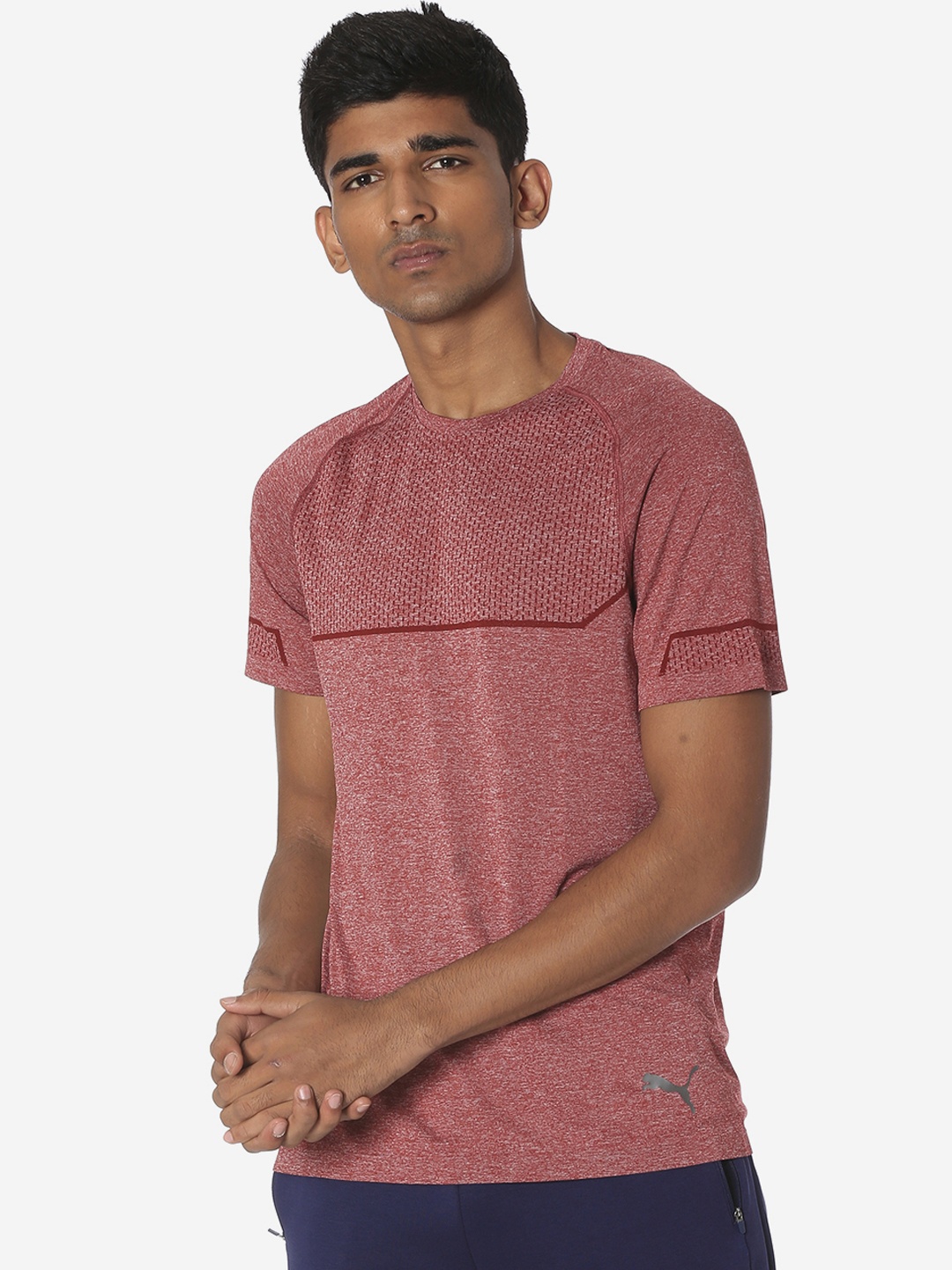 

Puma Men Maroon Solid Round Neck T-shirt