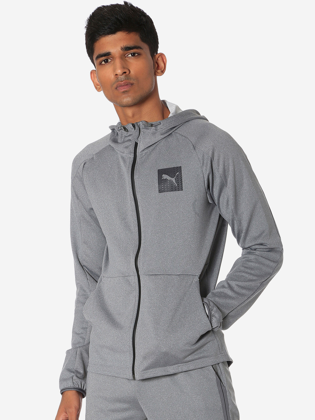 

Puma Men Grey Solid Sporty Track Jacket