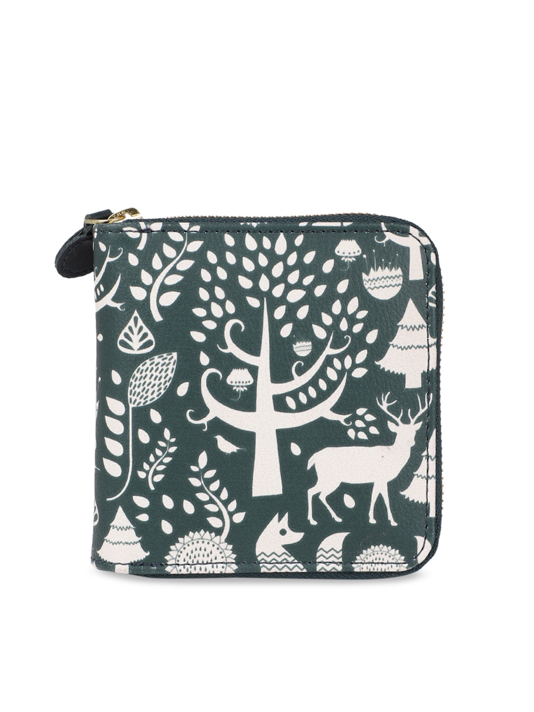 

Chumbak Women Green Printed Zip Around Wallet