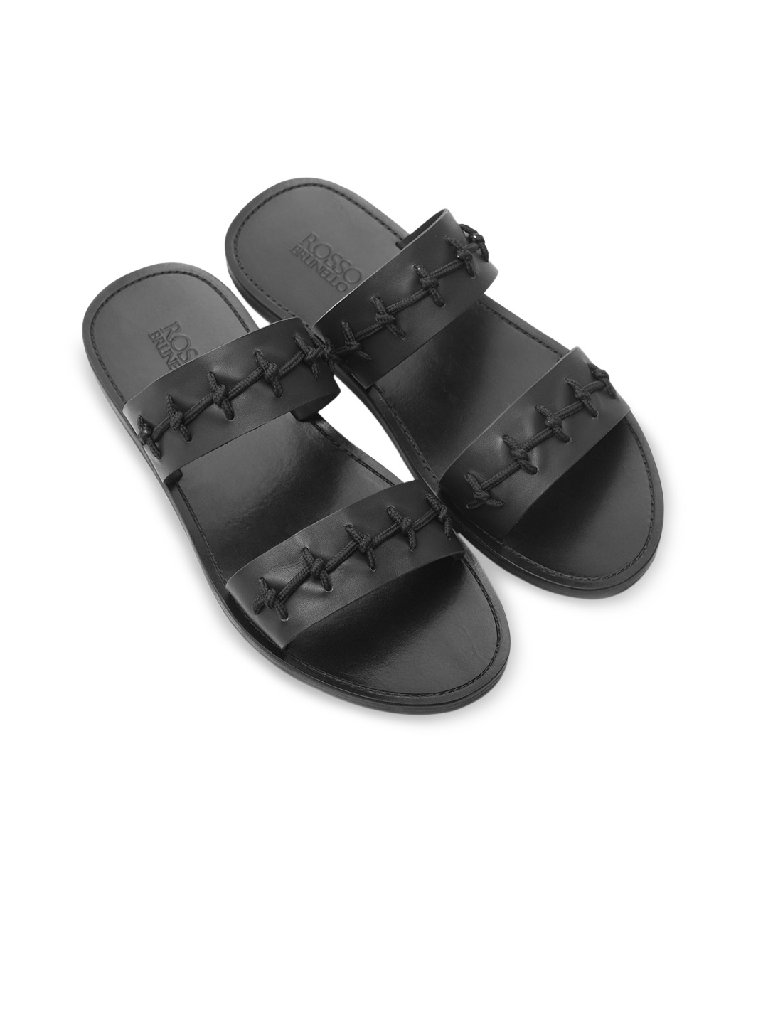

Rosso Brunello Men Black Solid Sandals