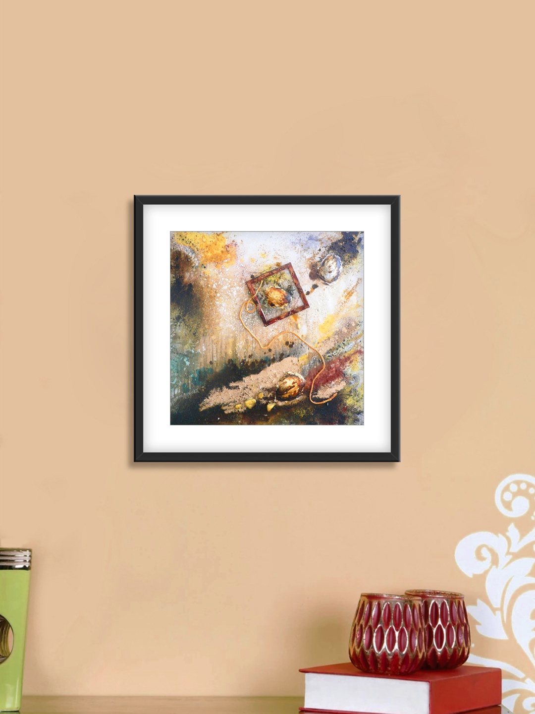 999Store Brown & White Universal Cotton Canvas Digitally Printed Wall Art