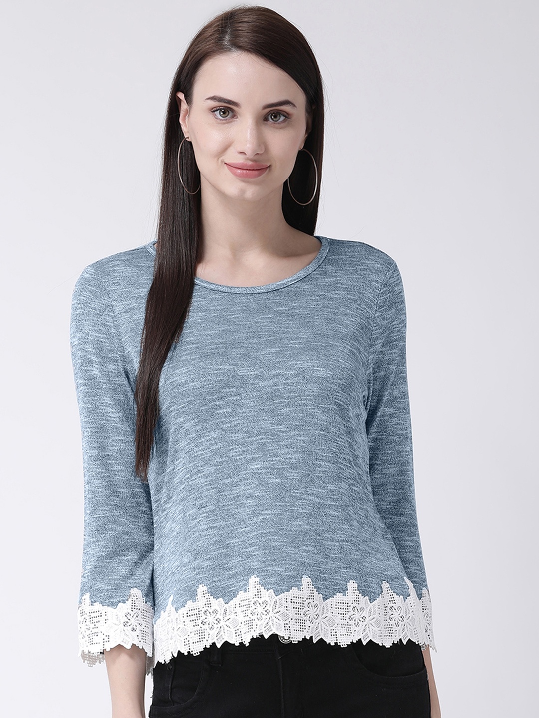 

Latin Quarters Women Blue Solid Top