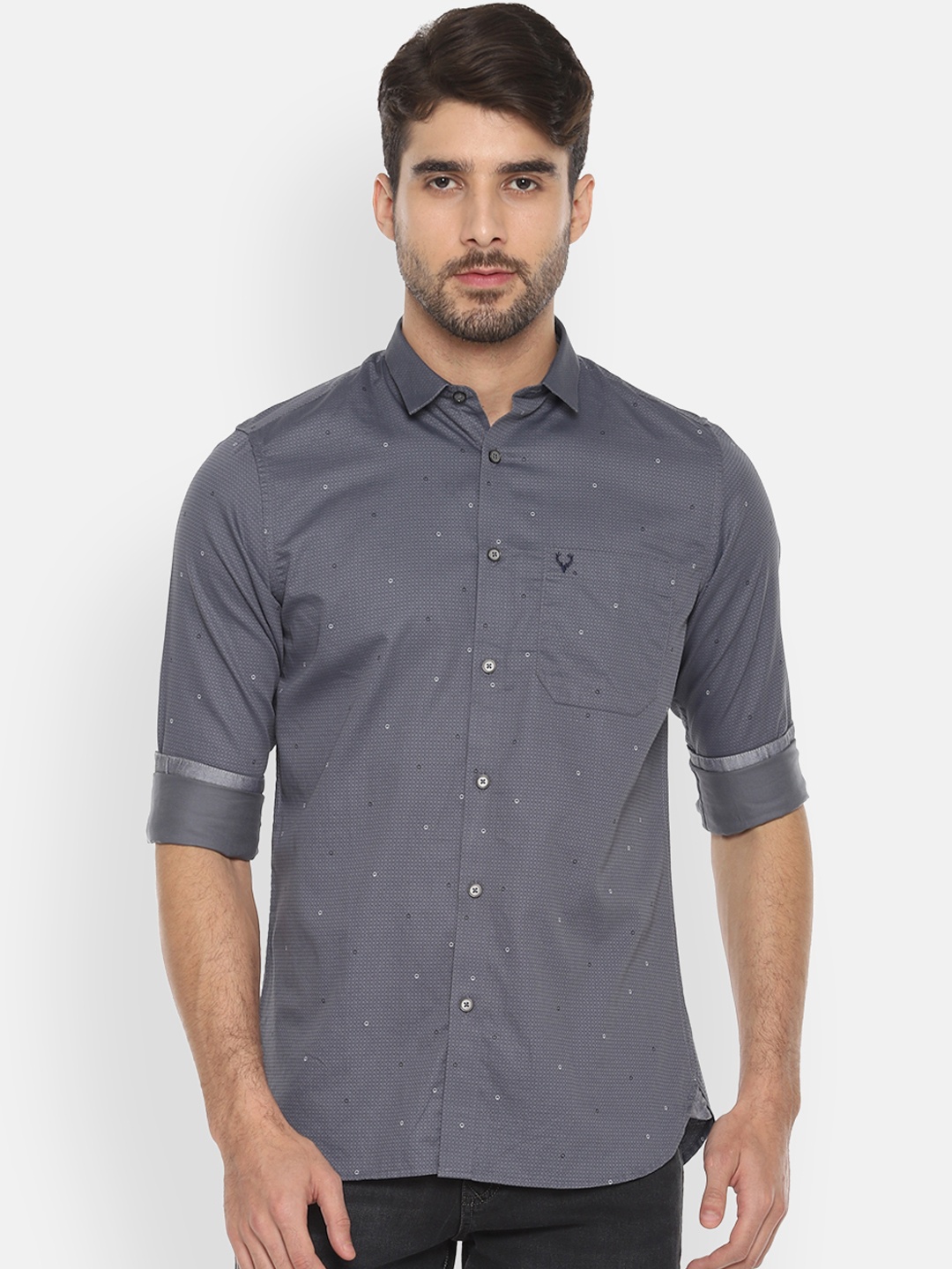 Allen Solly Men Grey Sport Slim Fit Printed Casual Shirt
