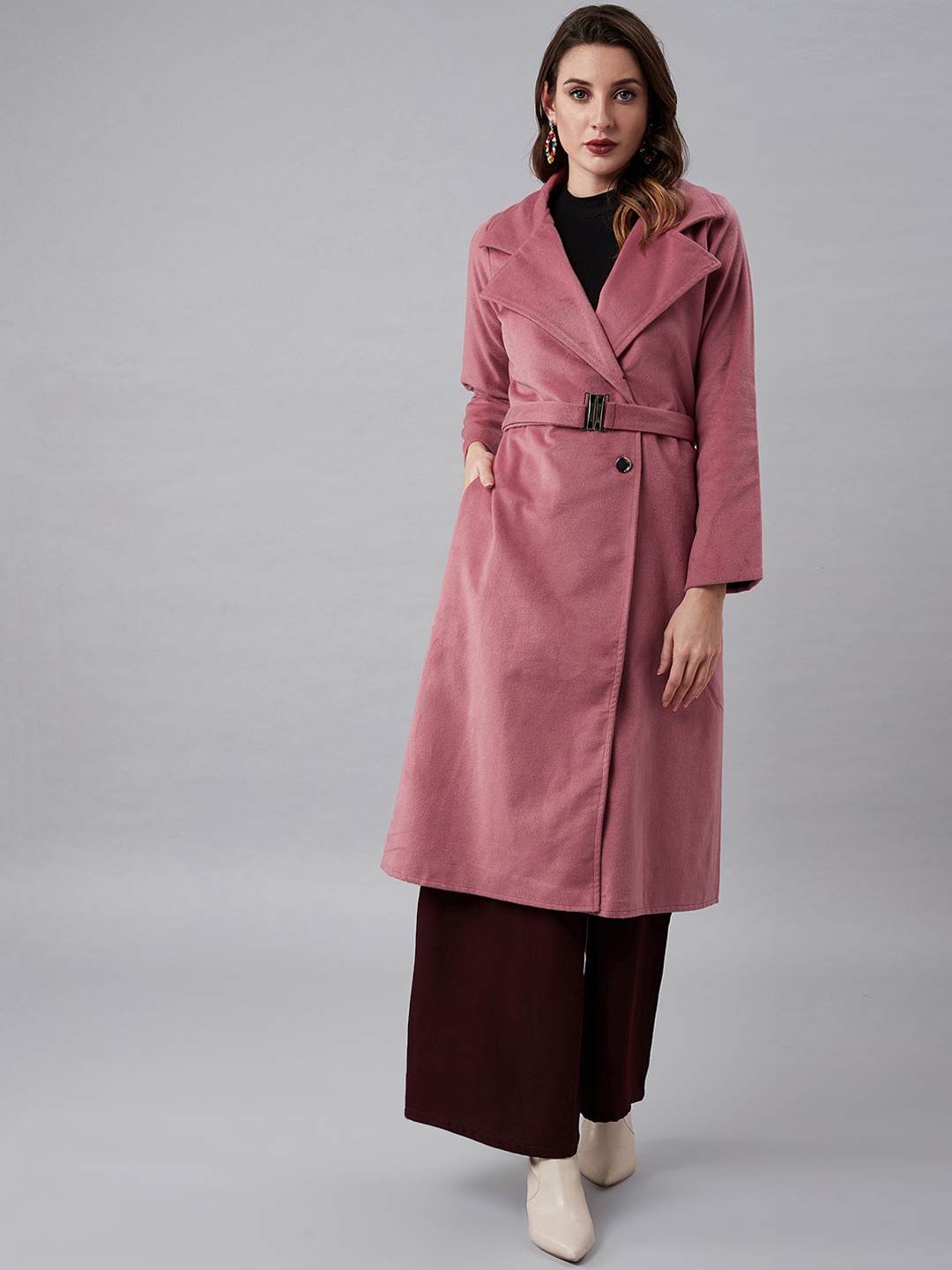 

Athena Women Pink Solid Wool Trench Coat