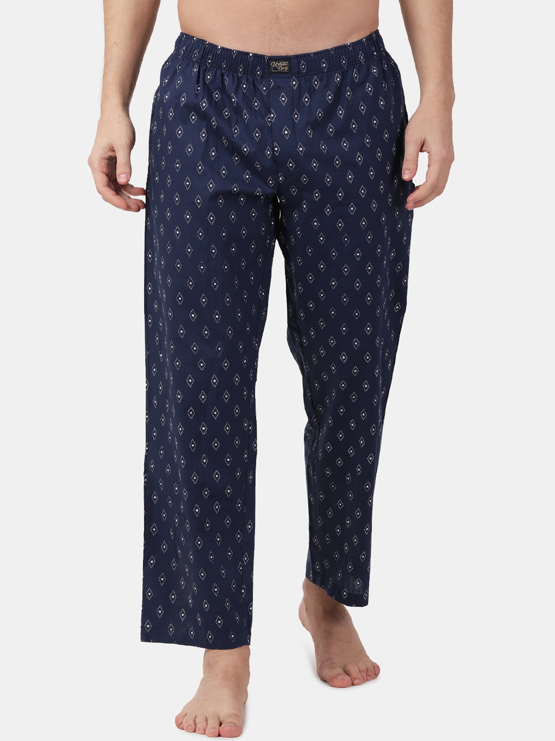 

Urban Dog Men Navy Blue & White Printed Pure Cotton Lounge Pant