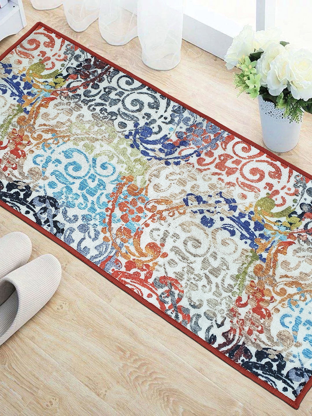 

Stauts White & Blue Printed Rectangular Taba Floor Runner