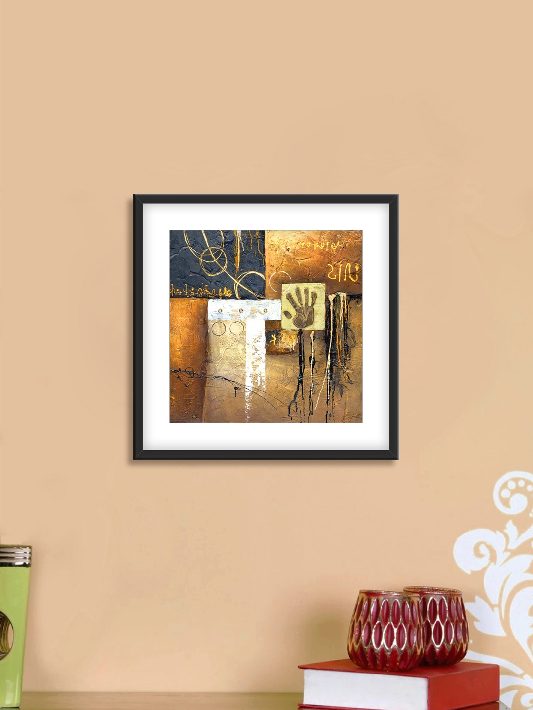 

999Store Brown & Blue Abstract Pattern Cotton Canvas Digitally Printed Wall Art