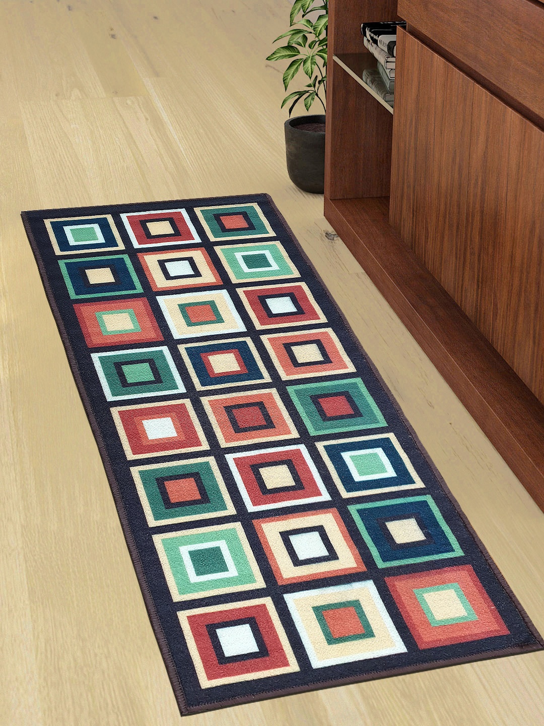 

Status Blue & Green Printed Rectangular Taba Floor Runner