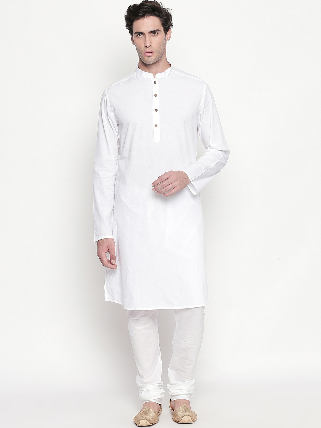 

indus route by Pantaloons Men Off-White Solid Straight Kurta