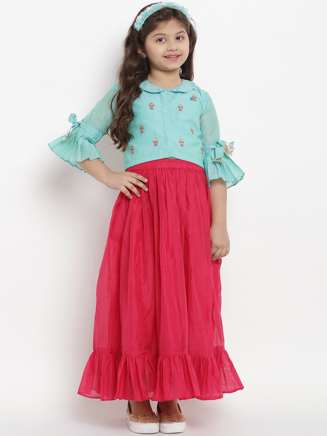 

Bitiya by Bhama Turquoise Blue & Pink Ready to Wear Lehenga with Blouse