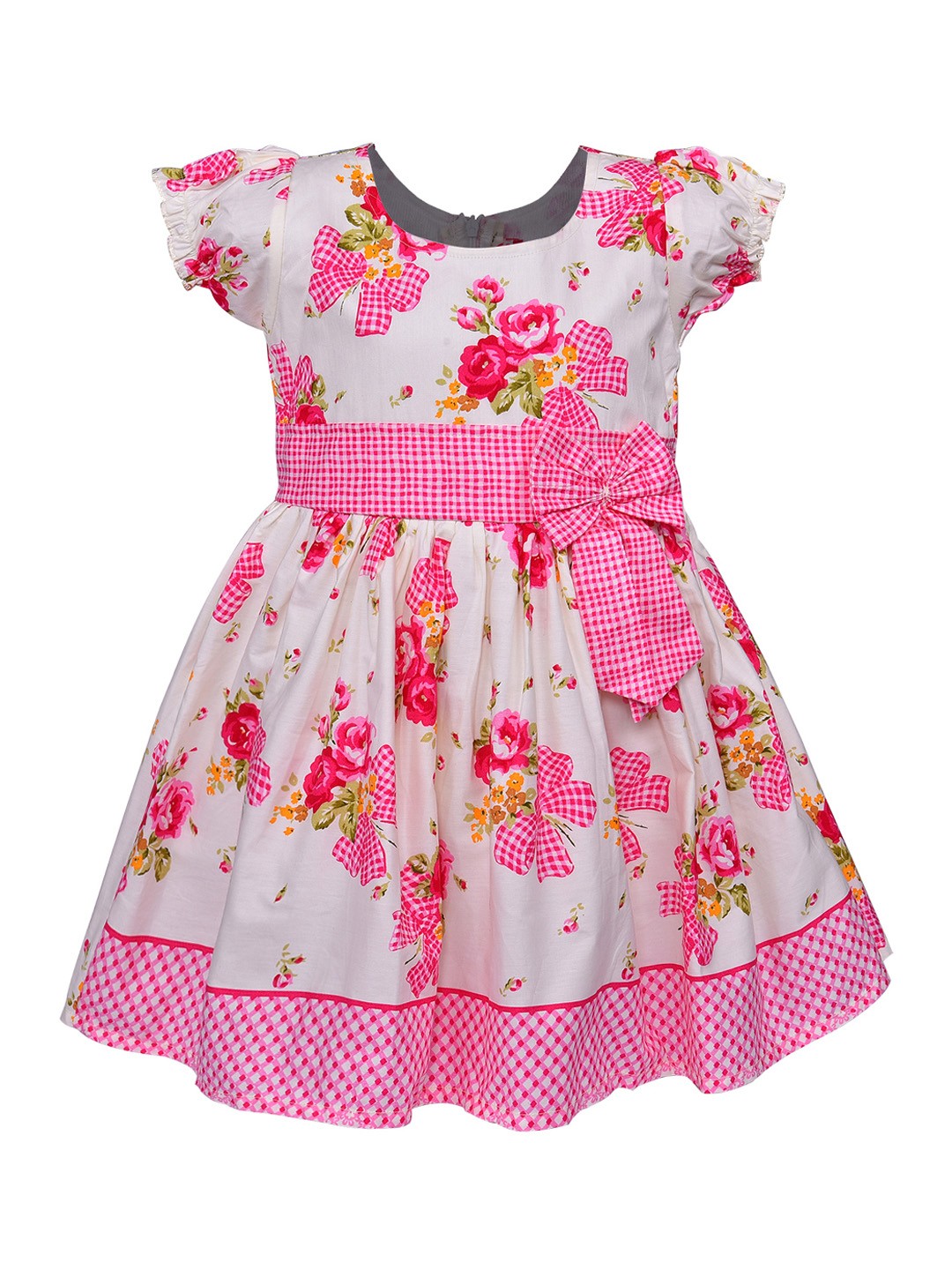

Wish Karo Girls Pink Floral Printed Fit and Flare Dress