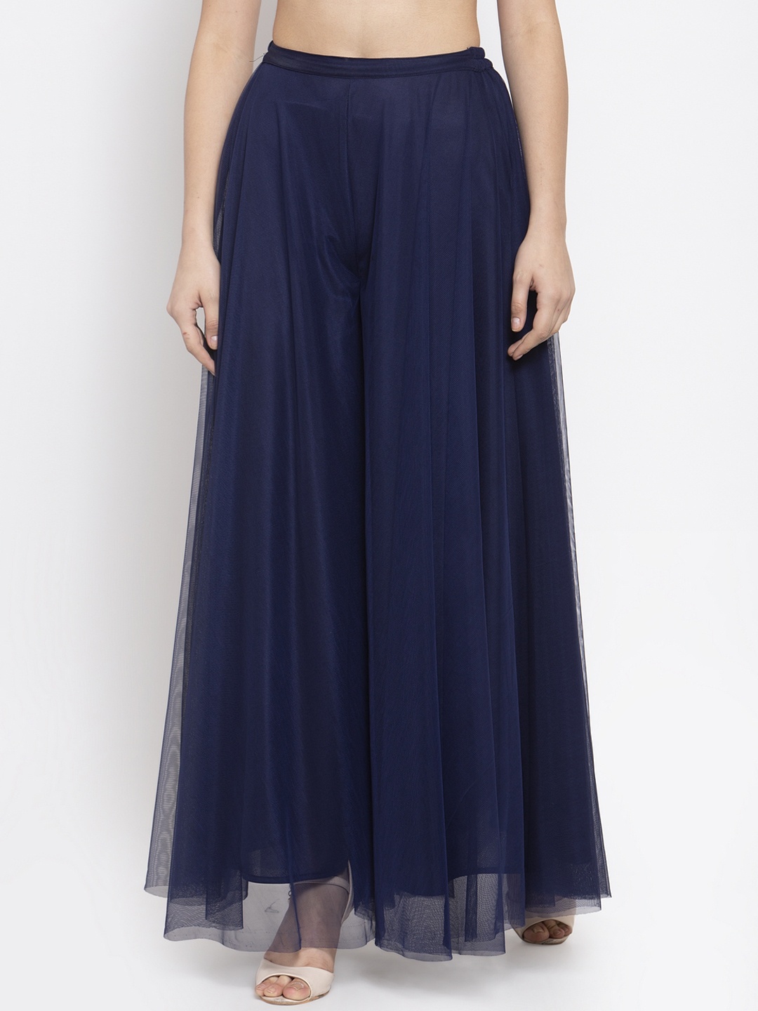 

Just Wow Women Navy Blue Solid Flared Palazzos