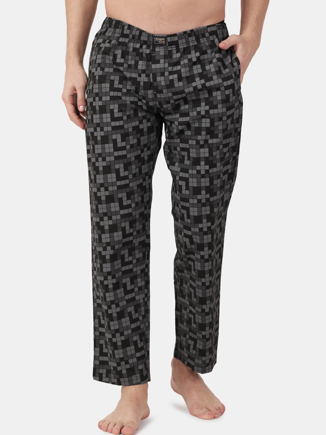 

Urban Dog Men Black & Grey Checked Pure Cotton Lounge Pant