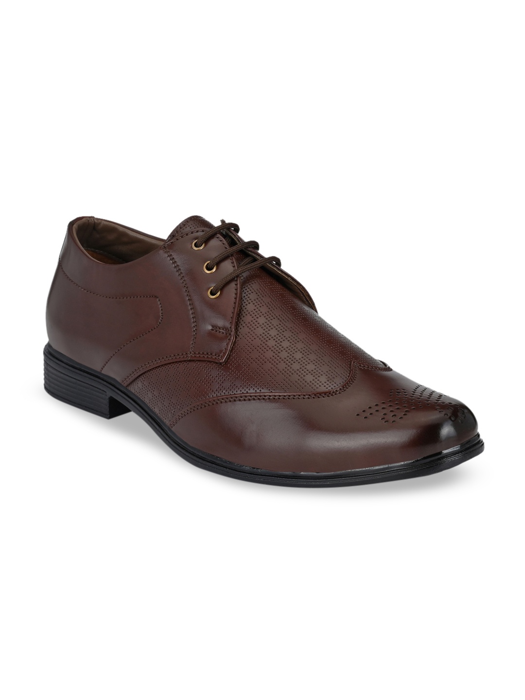 

John Karsun Men Brown Textured Formal Derbys