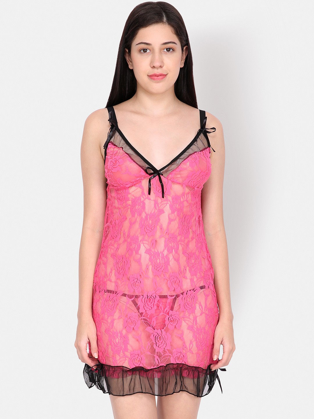 

Ms.Lingies Pink Self Design Baby Doll MS093-H314