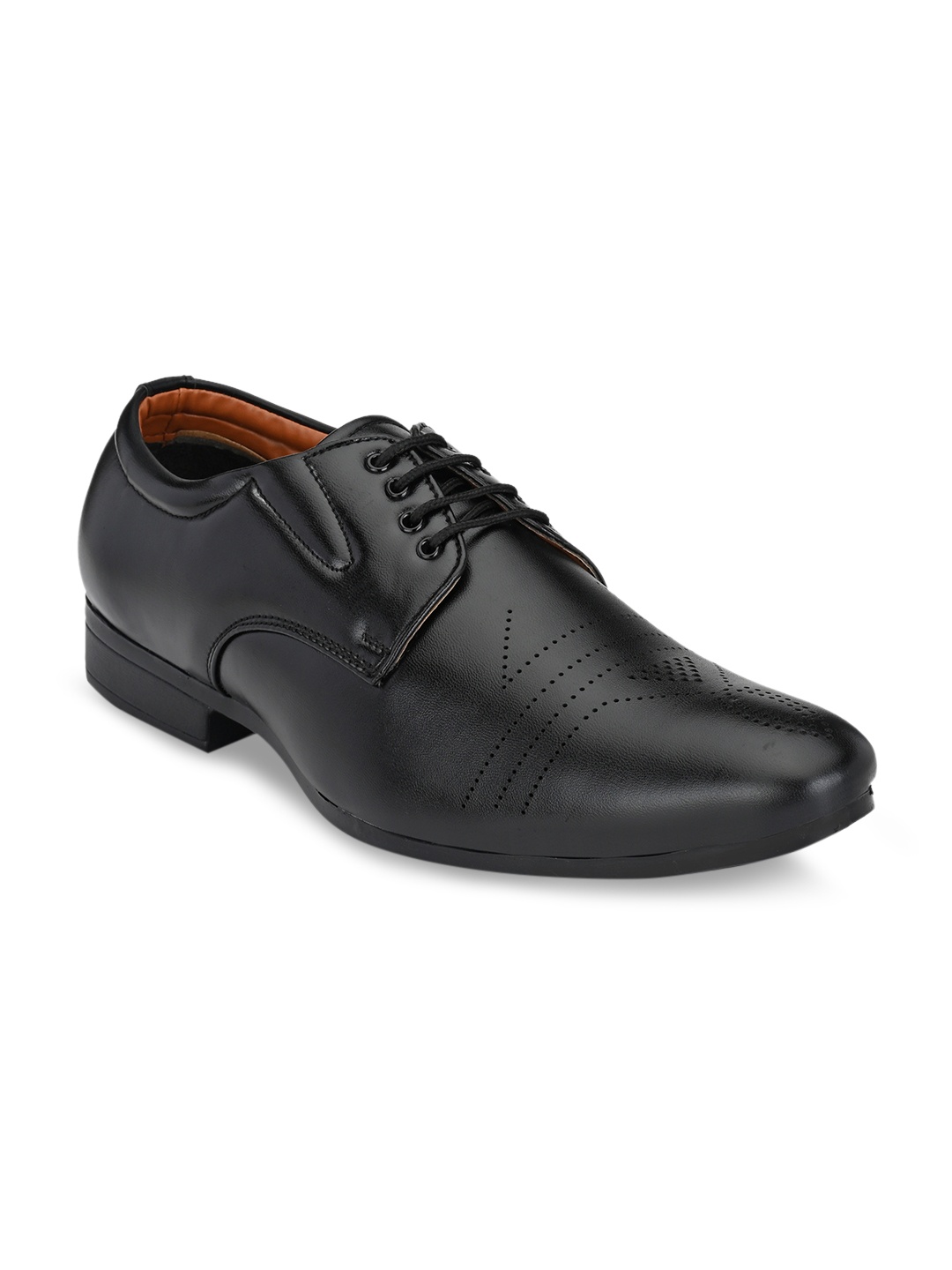

John Karsun Men Black Textured Formal Derbys