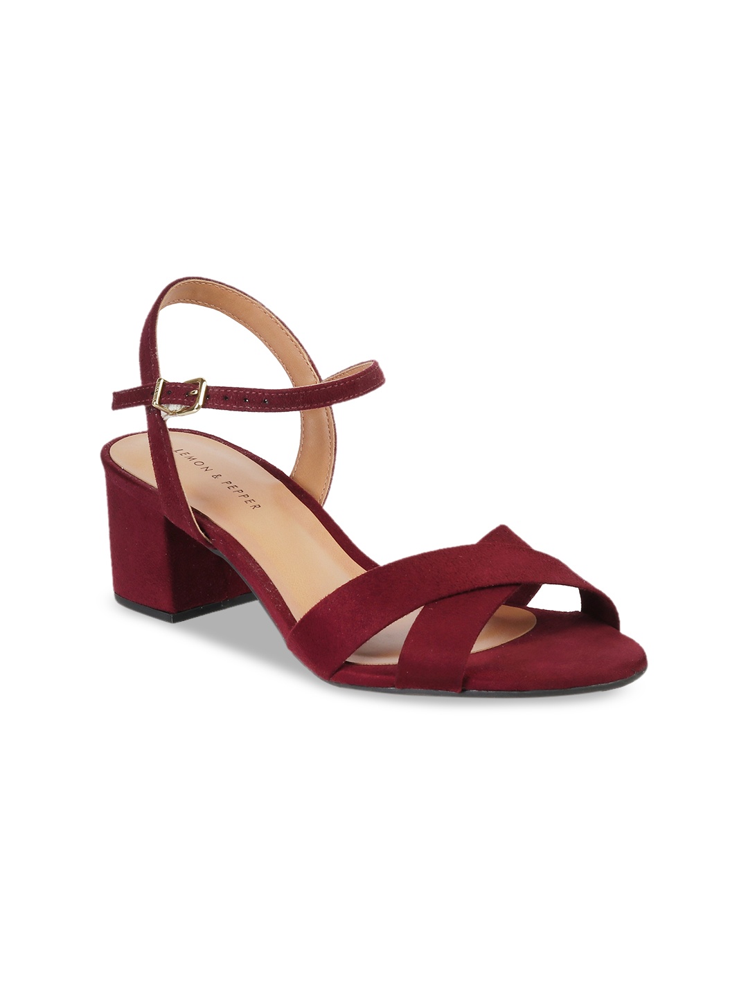 

LEMON & PEPPER Women Maroon Solid Block Heels