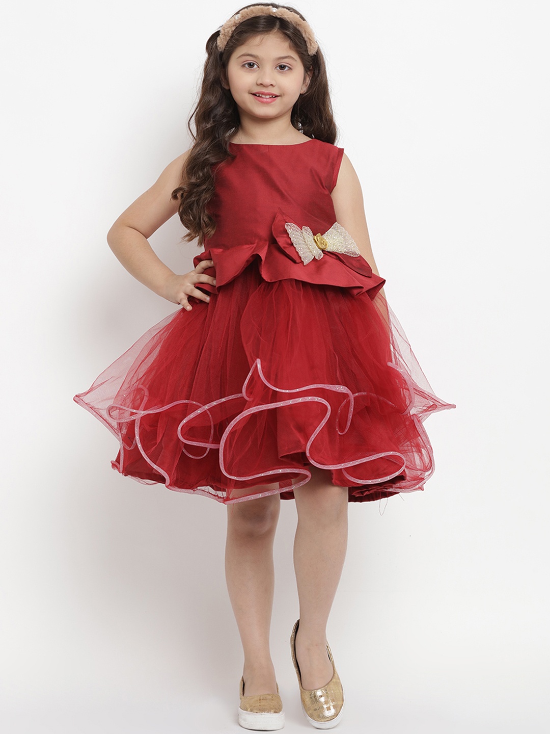 

Bitiya by Bhama Girls Maroon Solid Fit and Flare Dress