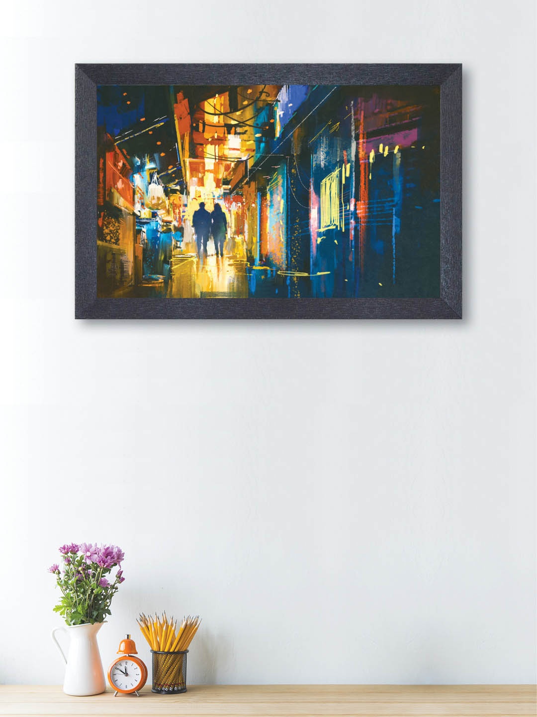 

nest Art Blue & Yellow Textured Frame Abstract Street Wall Painting