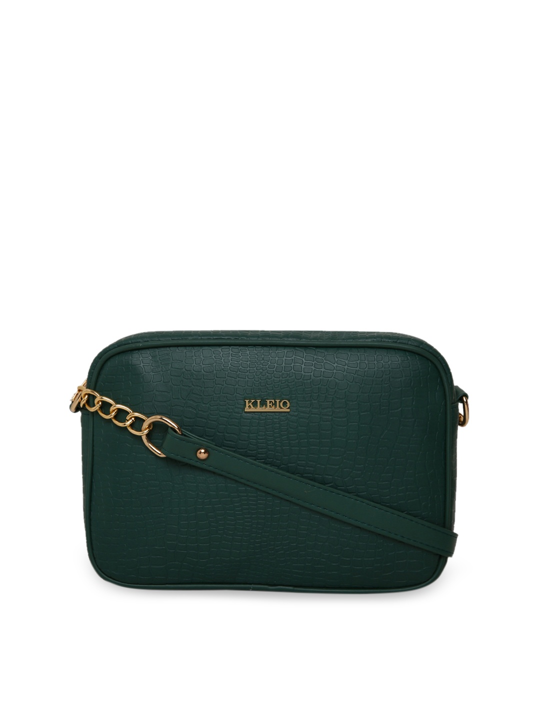 

KLEIO Olive Green Crocskin Textured Sling Bag