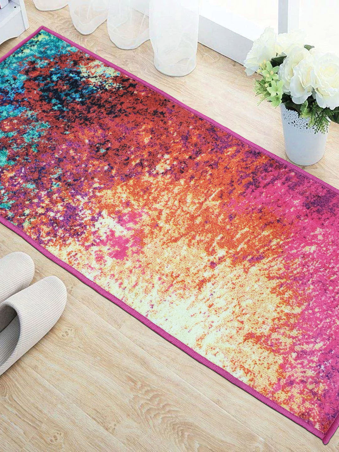 

Status Blue & Pink Printed Rectangular Super Vintage Persian Floor Runner